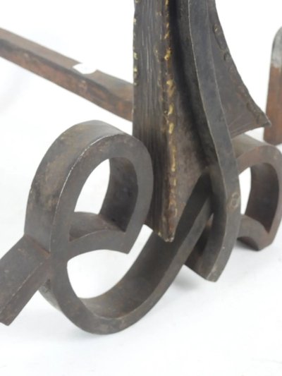 Elegante coppia di candelabri in ferro martellato Art Déco 1930/1950 circa