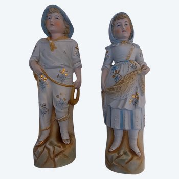 19th century porcelain biscuit statuettes