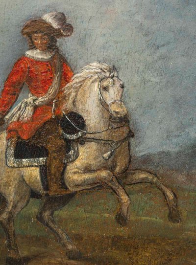 17th century Dutch school. Pair of portraits of horsemen on their mounts