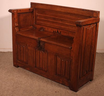 Oak Bench With Gothic Elements