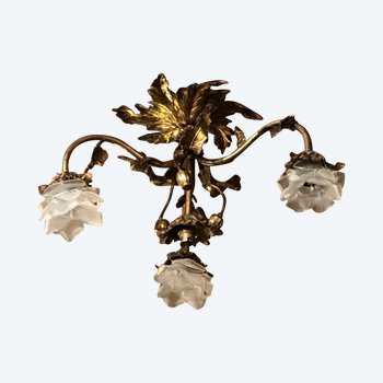 Chandelier - Ceiling light - Art Nouveau - Gilded bronze - About 1900