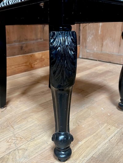 Set of 6 English Chippendale / Baroque black lacquered chairs - England - XIXth Century