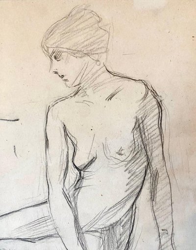 Théophile STEINLEN, Nu Dessin au crayon daté de 1905
