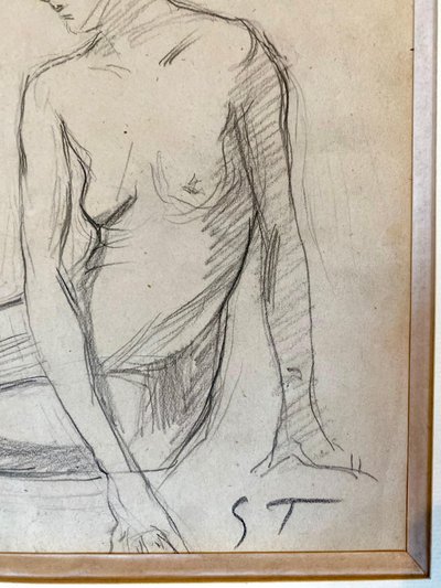 Théophile STEINLEN, Nu Dessin au crayon daté de 1905