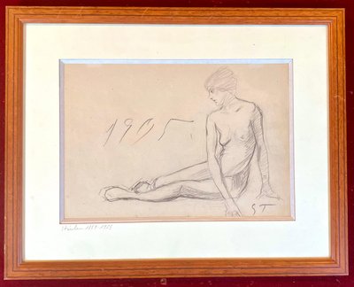 Théophile STEINLEN, Nu Dessin au crayon daté de 1905