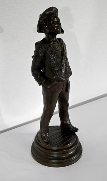 Bronzo "Il bambino con la tromba", di J. Rousseau - Inizio del XX secolo