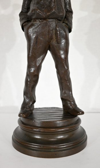 Bronzo "Il bambino con la tromba", di J. Rousseau - Inizio del XX secolo