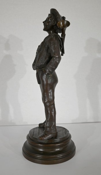 Bronzo "Il bambino con la tromba", di J. Rousseau - Inizio del XX secolo