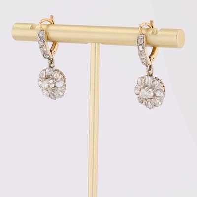 Boucles d'oreilles anciennes diamants pendantes