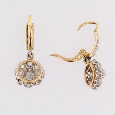 Boucles d'oreilles anciennes diamants pendantes