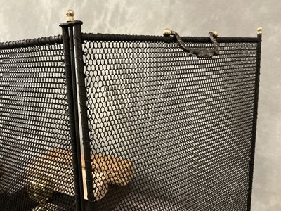 Antikes Kaminfeuer aus geschwärztem Eisen aus dem 19.