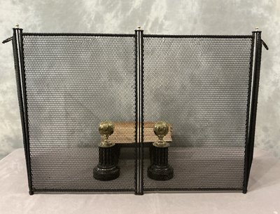 Antikes Kaminfeuer aus geschwärztem Eisen aus dem 19.