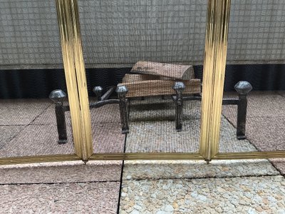 Large antique brass fire screen from the 19th century