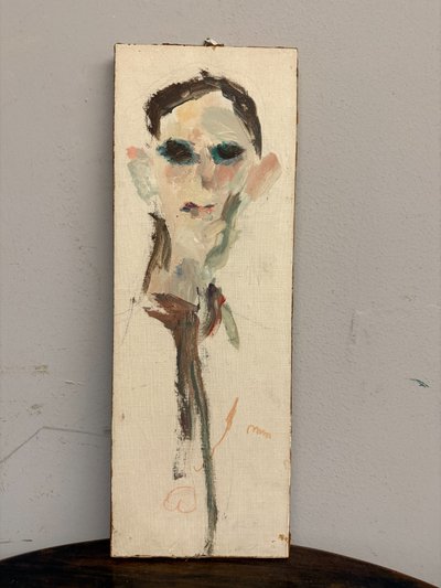 Ernesto TRECCANI (Milan 1920-2009) Garçon peint à l'huile sur toile, 46x16cm.