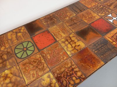 Vintage Roche Bobois rectangular coffee table in steel and ceramic, 1960s