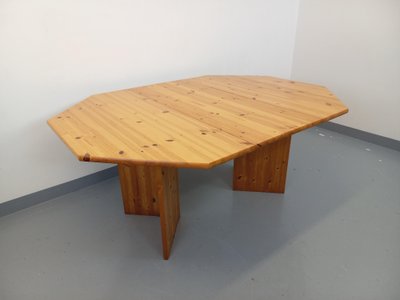 Vintage 1980s octagonal pine dining table with extension
