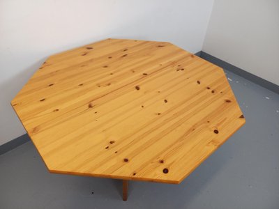 Vintage 1980s octagonal pine dining table with extension