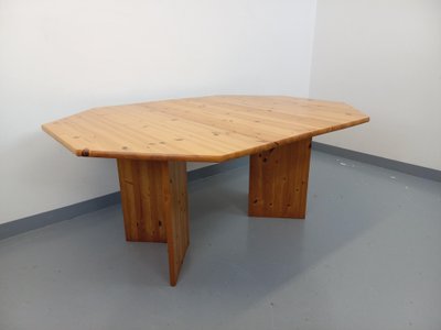 Vintage 1980s octagonal pine dining table with extension