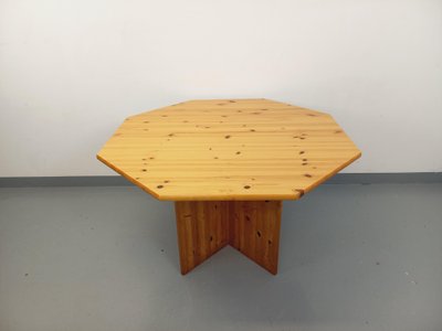 Vintage 1980s octagonal pine dining table with extension