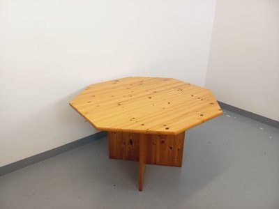 Vintage 1980s octagonal pine dining table with extension