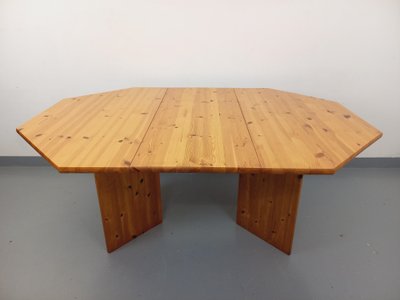 Vintage 1980s octagonal pine dining table with extension