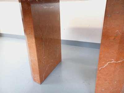 Tavolo da pranzo ovale vintage in marmo rosa degli anni '70/'80