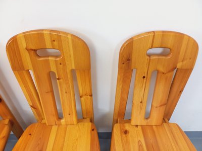 Set of 4 vintage pine chairs from the 70s/80s