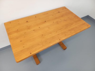 Rectangular dining table by Charlotte Perriand, Les Arcs vintage pine, 1970s