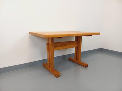 Rectangular dining table by Charlotte Perriand, Les Arcs vintage pine, 1970s
