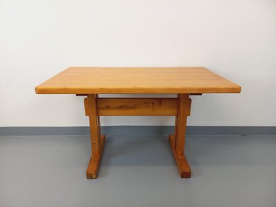 Rectangular dining table by Charlotte Perriand, Les Arcs vintage pine, 1970s