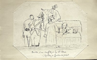 Album mit Federzeichnungen, signiert von Louis Bridier, Ende des 19. Jahrhunderts.