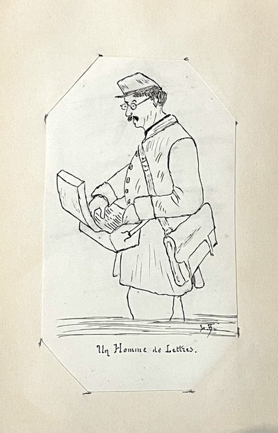 Album mit Federzeichnungen, signiert von Louis Bridier, Ende des 19. Jahrhunderts.