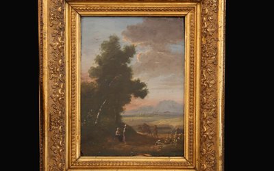Naturalistic landscape Oil on wood panel