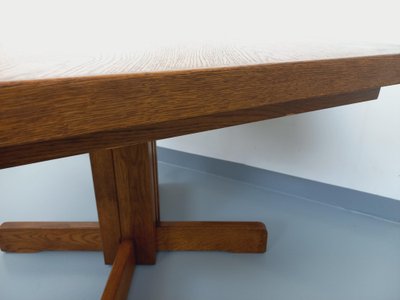 Vintage hexagonal dining table from the 1980s in oak wood
