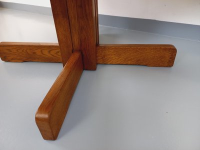 Vintage hexagonal dining table from the 1980s in oak wood