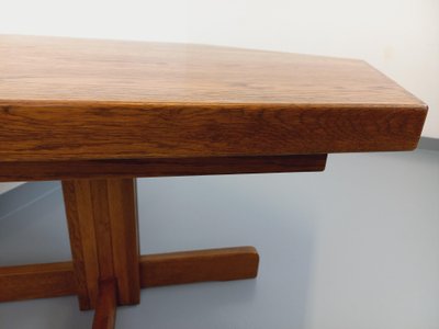 Vintage hexagonal dining table from the 1980s in oak wood