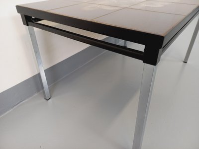 Tavolino da caffè rettangolare vintage degli anni '60/'70 in ceramica e metallo nero