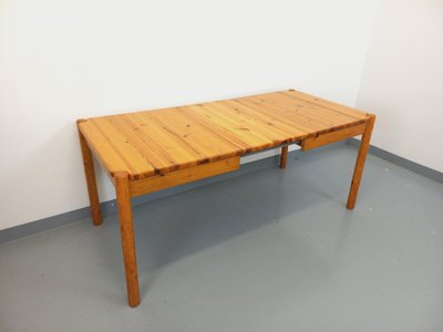 Vintage rectangular pine dining table from the 1960s/70s with extension
