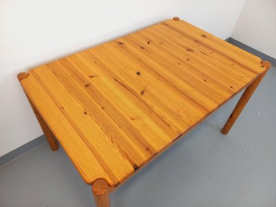 Vintage rectangular pine dining table from the 1960s/70s with extension