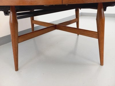 Large vintage Scandinavian round coffee table Smorrebrod by Arne Vodder extendable