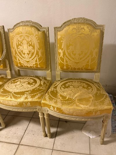 Mobili da salotto in faggio laccato in stile Luigi XVI - XIX secolo