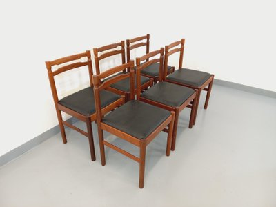 Set di 6 sedie scandinave vintage in teak e similpelle degli anni '60