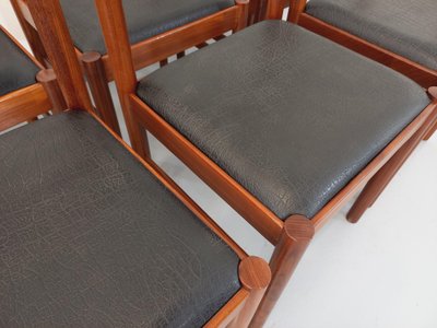 Set di 6 sedie scandinave vintage in teak e similpelle degli anni '60