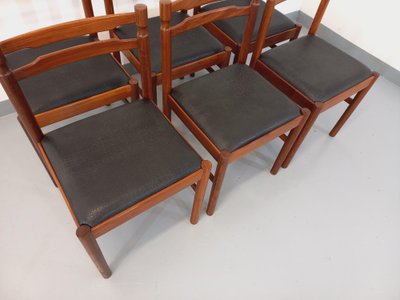Set di 6 sedie scandinave vintage in teak e similpelle degli anni '60