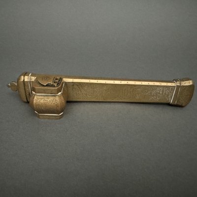 Late 19th century Persian portable inkwell and writing set, richly engraved