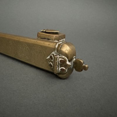 Late 19th century Persian portable inkwell and writing set, richly engraved