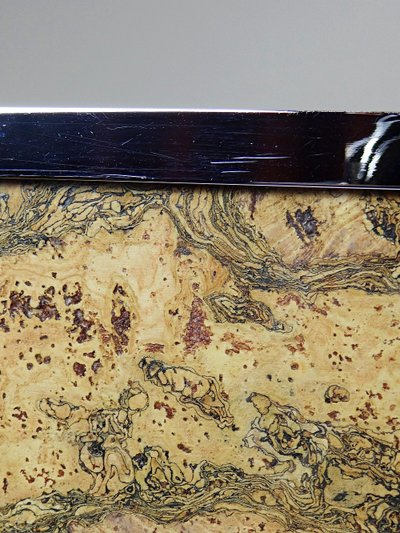 Mid-century chic Chrome, cork and glass plate tray from the 70s