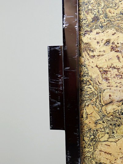 Mid-century chic Chrome, cork and glass plate tray from the 70s