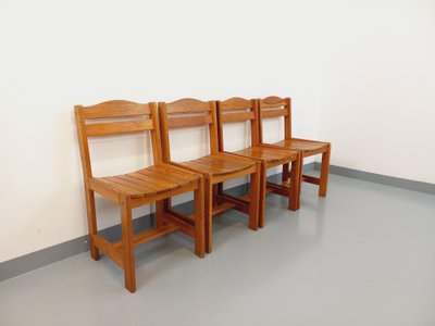 Set of 4 vintage pine chairs from the 1970s