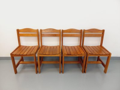 Set of 4 vintage pine chairs from the 1970s